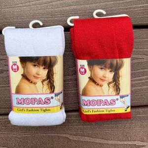 Size 5/6 Mopas Girl's Fashion Tights - Red and White